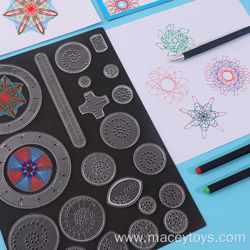 28pcs Kids Craft Drawing Spirograph Geometric Ruler Set